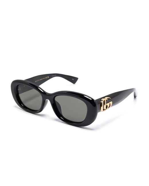Gucci Black Oval-Frame Sunglasses