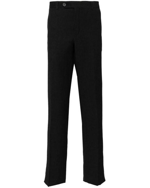 Lanvin Black Pressed-Crease Wool Tailored Trousers for men