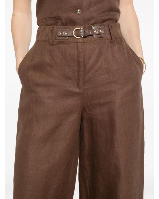 Maje Brown Buckle-Closure Trousers
