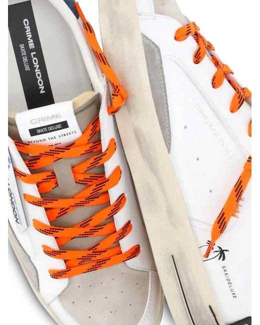 Crime London White Baskets À Lacets Sk8 Deluxe À Empiècements for men