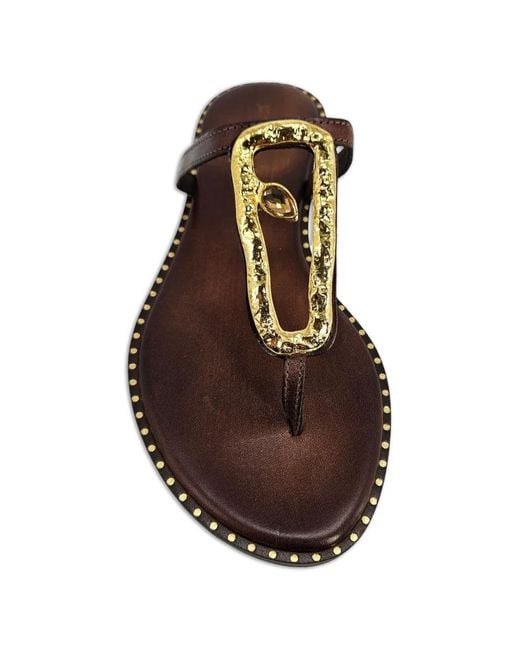 Madison Maison Brown Hammered-Link Sandals