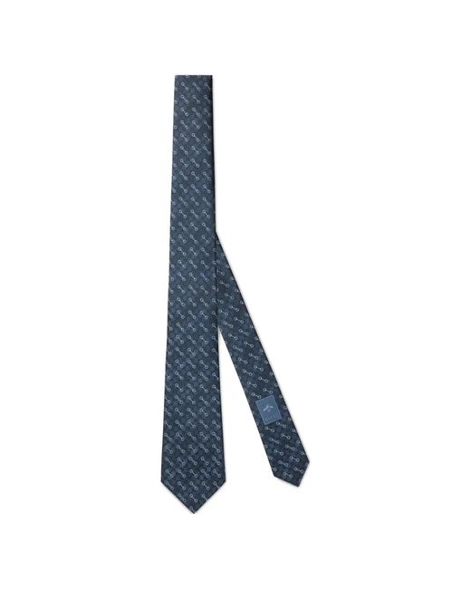 Gucci Blue Horsebit Silk Patterned Tie for men