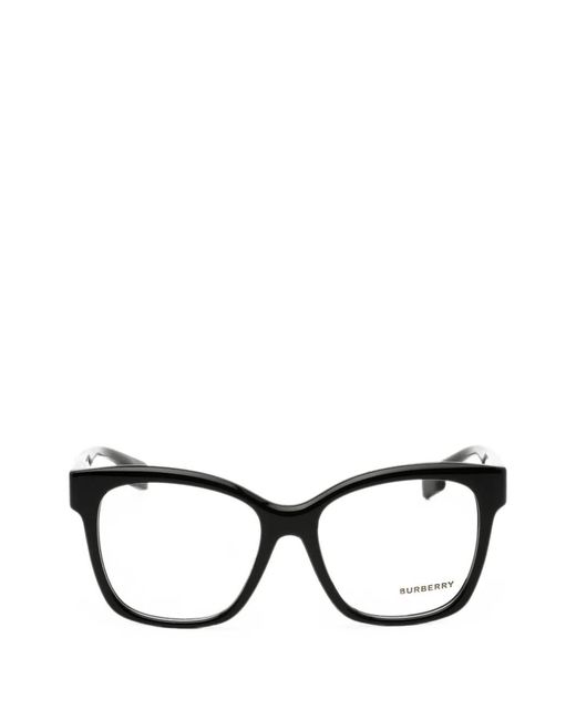 Burberry Black Check-Pattern Rectangle-Frame Glasses
