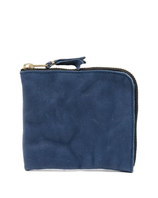 Comme des Garçons Blue Zipped Leather Wallet