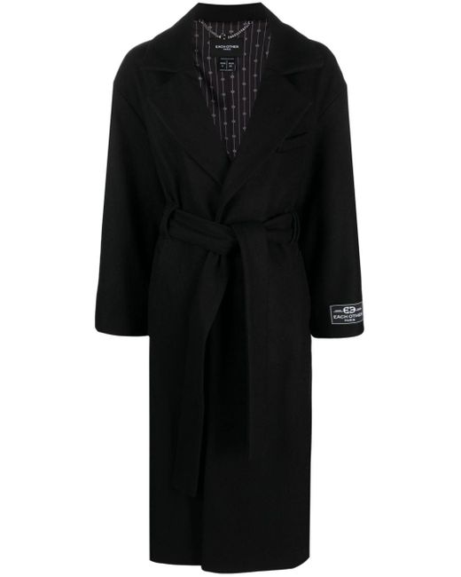 Each x Other Black Belted Wool Blend Coat