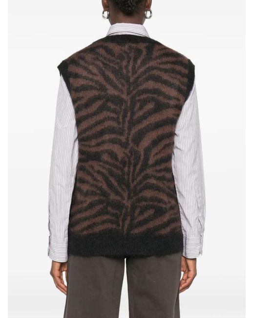 P.A.R.O.S.H. Black Zebra-Pattern Knitted Vest