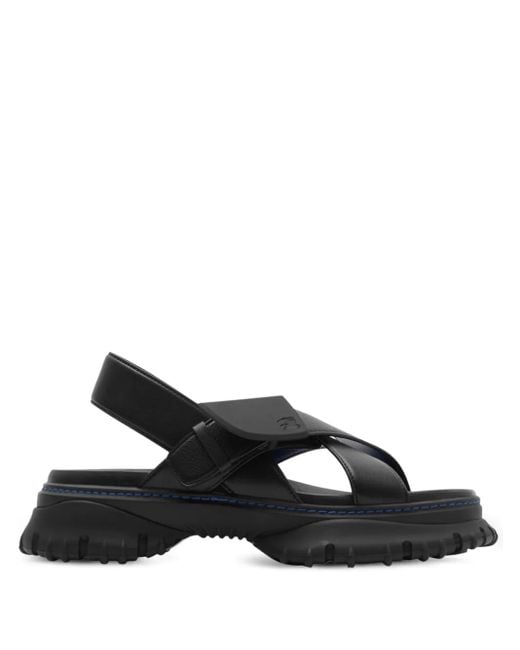 Burberry Black Pebbled Leather Sandals, Brand Size 37 Us