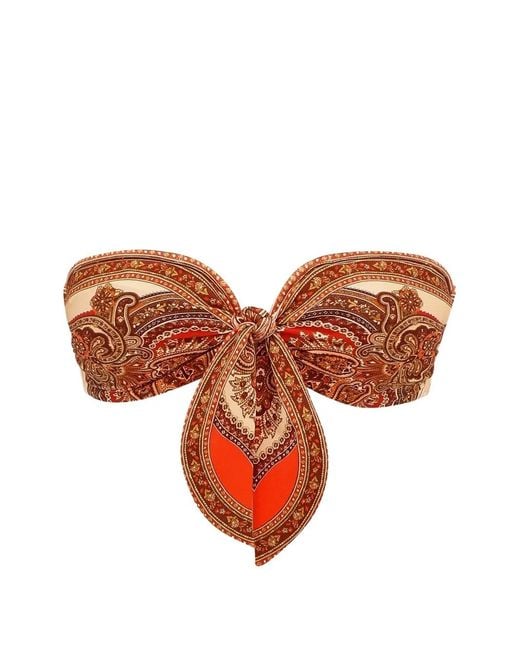 Zimmermann Brown Mahon Paisley-Print Bikini Top