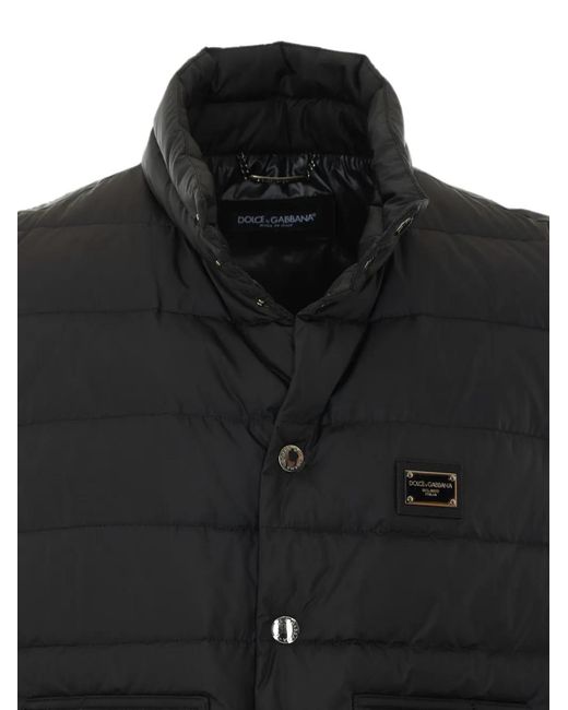 Dolce & Gabbana Black Logo-Patch Padded Gilet for men