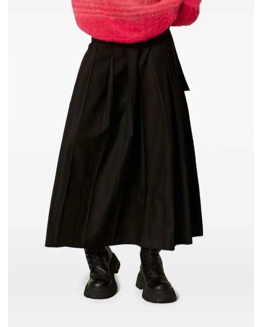 Twinset Red Pleated Midi A-Line Skirt