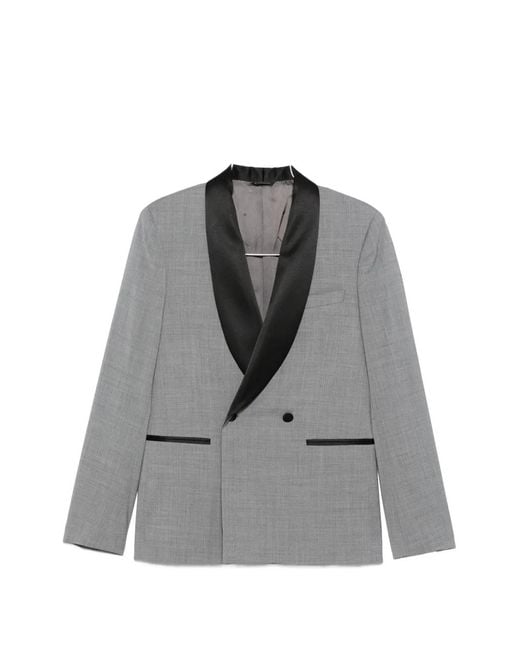 Manuel Ritz Gray Shawl-Lapel Double-Breasted Suit for men