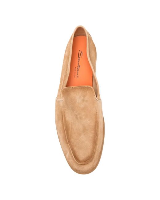 Santoni Natural Suede Slip-On Loafers for men