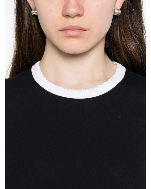 Dorothee Schumacher Black Scalloped-Trim T-Shirt