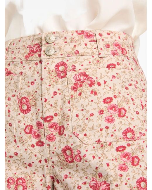 Cinq À Sept Pink Dorothea Floral-Print Shorts