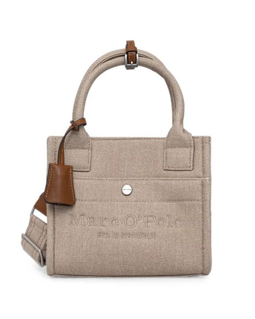 Marc O' Polo Natural Small Logo-Embroidered Canvas Tote Bag