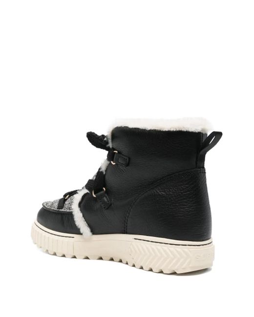 Sorel Black Ona Abe Lace-Up Ankle Boots