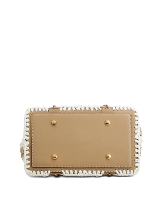 Tod's Natural Crochet-Detail T-Buckle Tote Bag