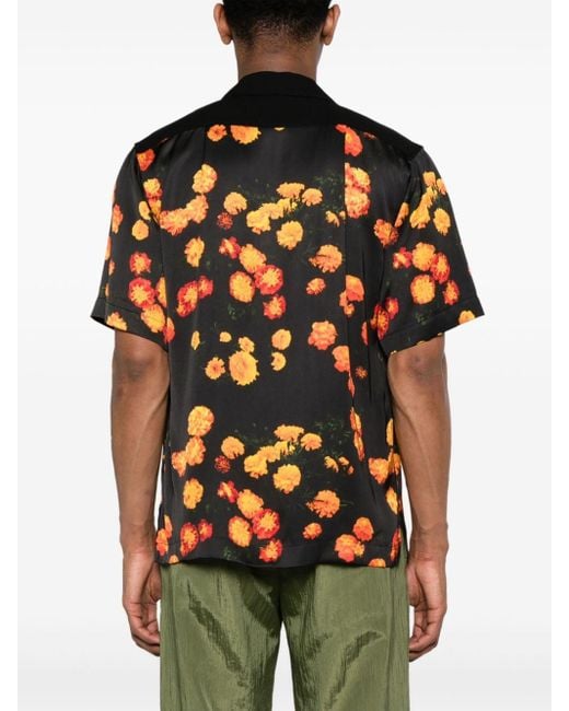 Wales Bonner Orange Highlife Floral-print Satin Shirt - Men's - Viscose for men