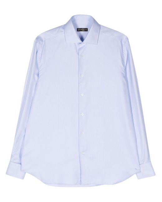 Corneliani Blue Jacquard Cotton Shirt for men