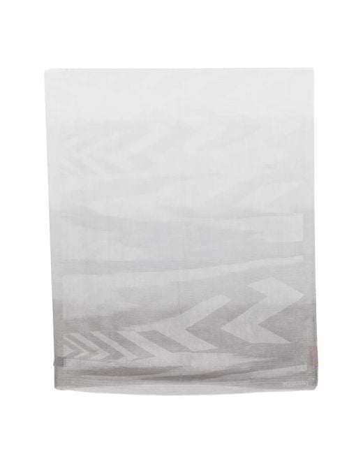 Missoni Gray Zigzag-Pattern Frayed Scarf
