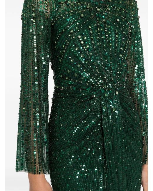 Jenny Packham Green Anja Rhinestone-embellished Gown