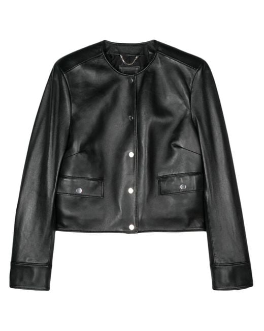 Boss Black Leather Bomber Jacket
