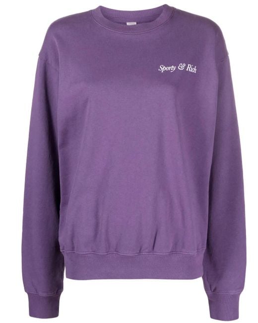 Sporty & Rich Purple Logo-Print Cotton Sweatshirt