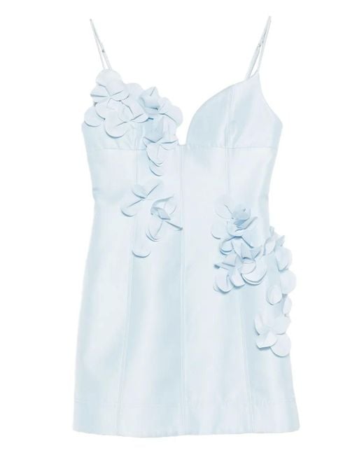 Acler Blue Bilston Floral-Embellished Mini Dress