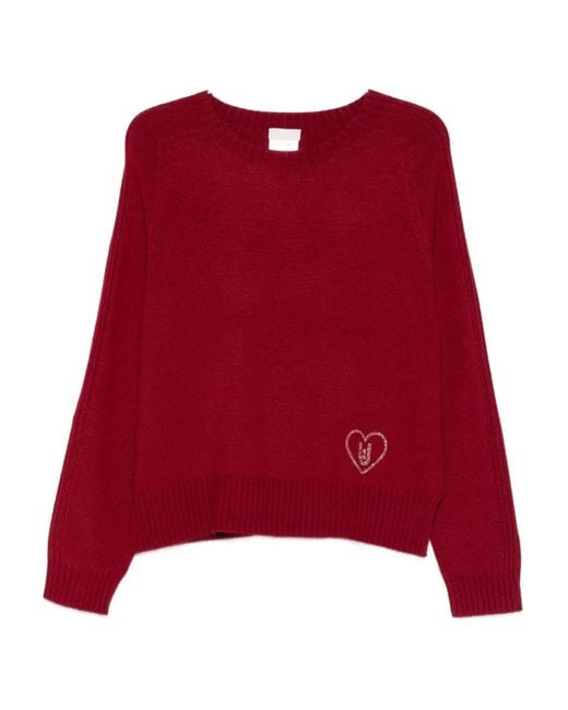 Liu Jo Heart-embellished Sweater Red