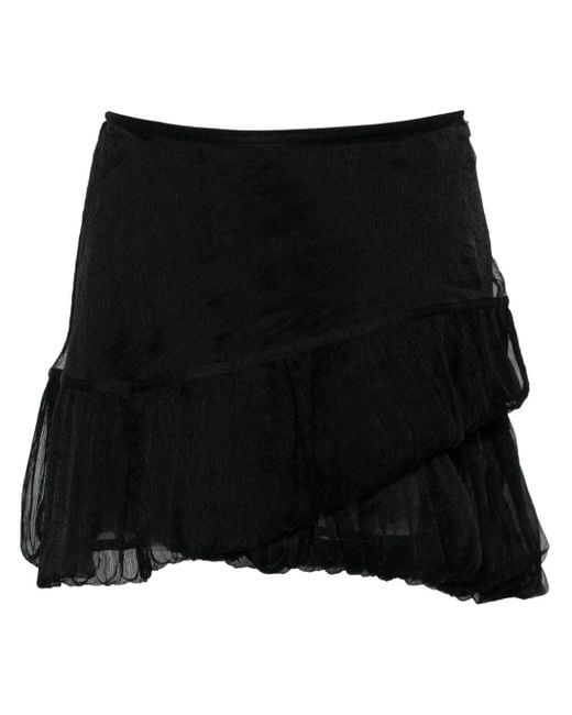 Lozen silk tiered miniskirt di Kiko Kostadinov in Black