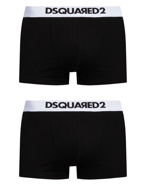 Set di 2 boxer con banda logo di DSquared² in Black da Uomo