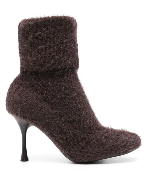 Gianvito Rossi Brown 85Mm Knitted Ankle Boots