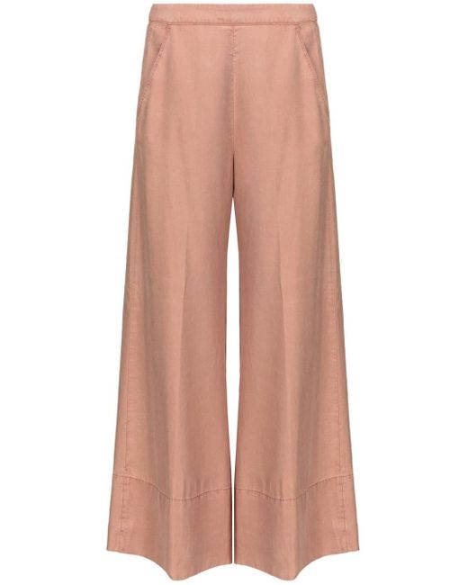 Pinko Pink Love Birds-embroidered Washed Wide-leg Trousers