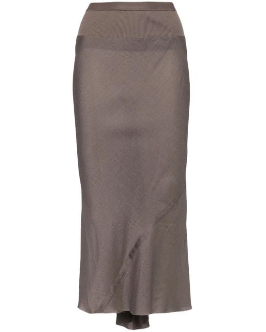 Rick Owens Brown Draped Midi Skirt