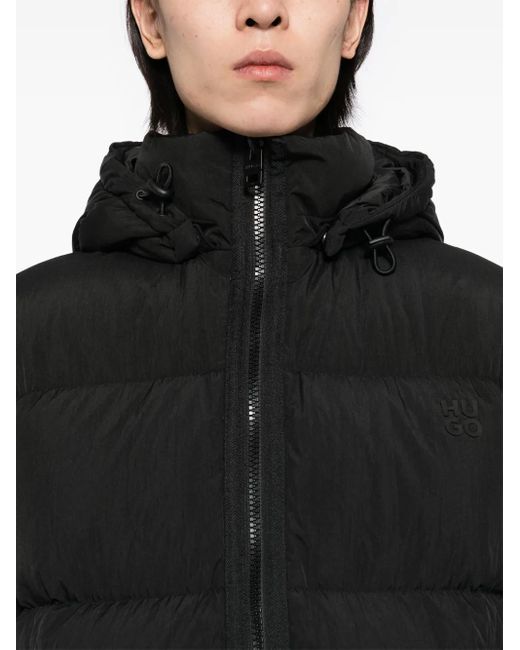 HUGO Black Water-Repellent Down Jacket for men
