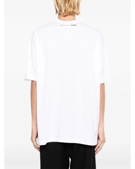 Comme des Garçons White Cotton Printed T-Shirt for men