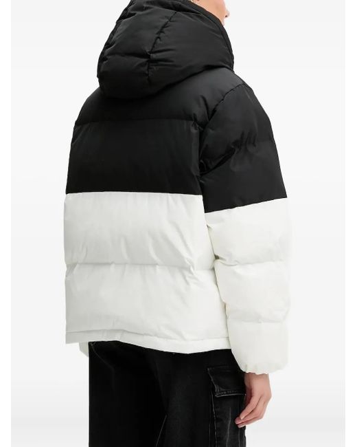 Karl Lagerfeld Black Hooded Colourblock Puffer Jacket