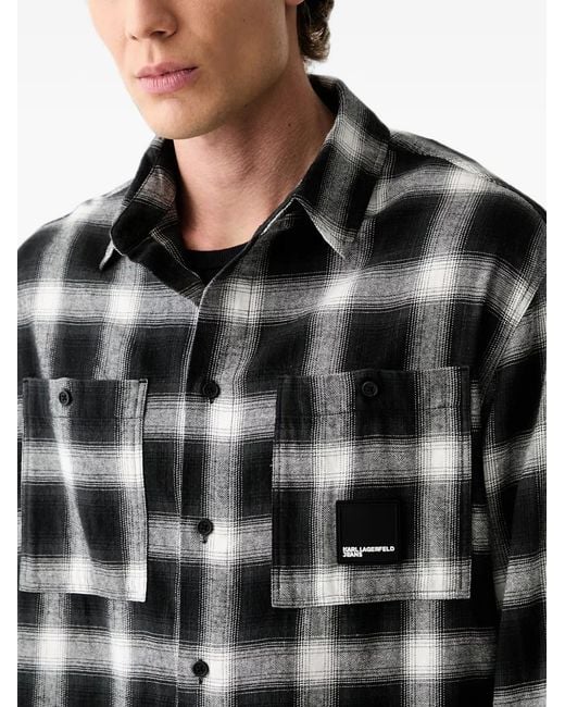 Karl Lagerfeld Black Chemise Imprimée À Patch Logo for men