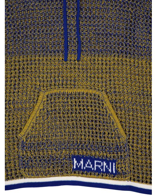 Marni Blue Two-Tone Hoodie for men