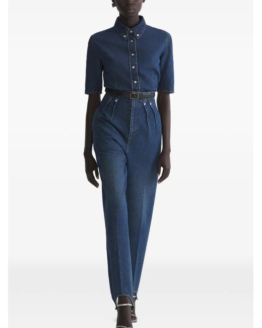 Mugler Blue Pleated Cigarette Trousers
