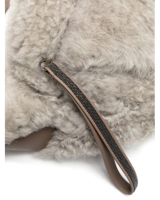 Brunello Cucinelli Gray Frosty Shearling Belt Bag
