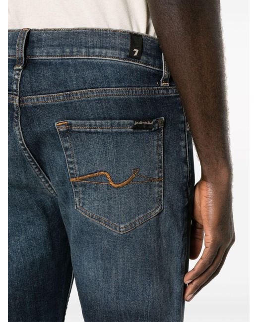 7 For All Mankind Blue Strech Tek Succession Slim-leg Jeans for men