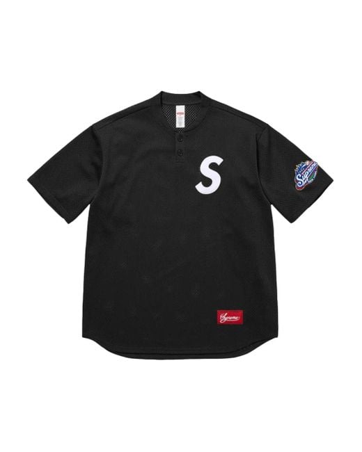Supreme Black Logo Henley Top for men