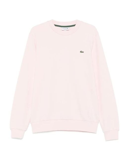 Sudadera con logo bordado Lacoste de hombre de color Pink