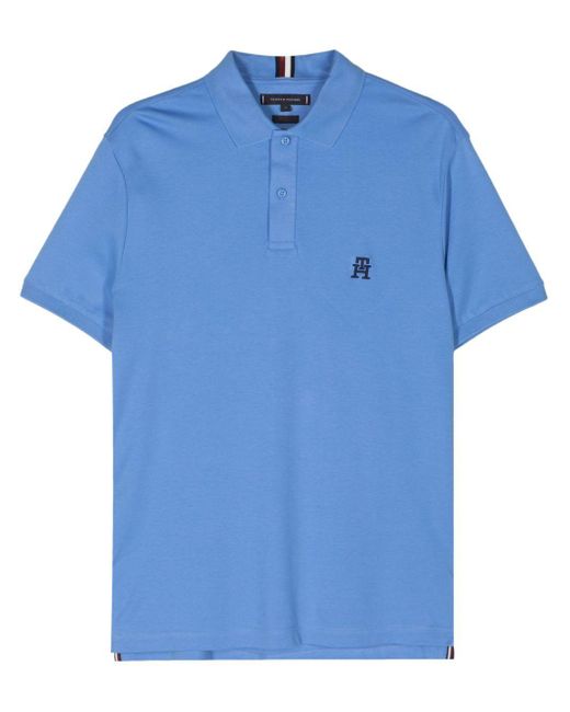Polo à logo brodé Tommy Hilfiger pour homme en coloris Blue
