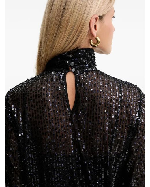 Karl Lagerfeld Black Sequin High-Neck Top