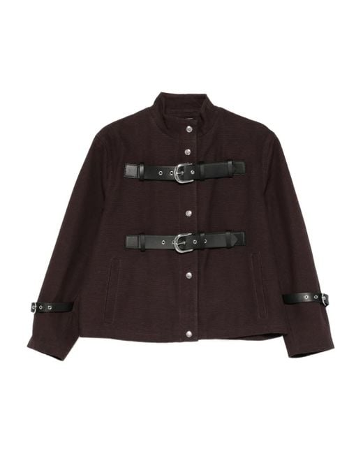 GIMAGUAS Brown Buckle-Strap Jacket