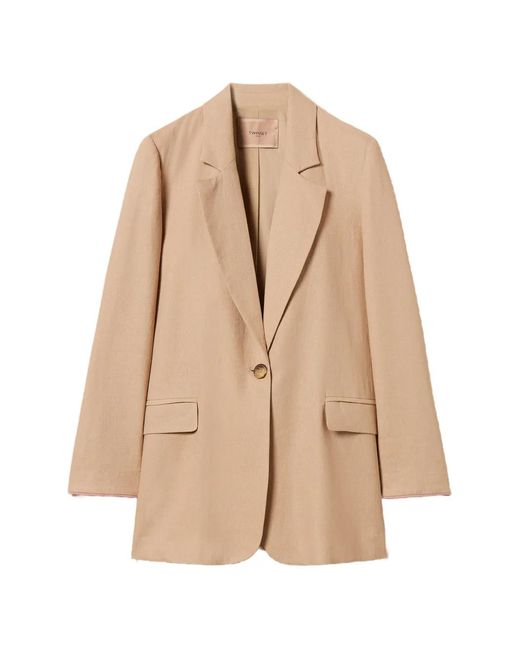 Twinset Natural Linen Blend Blazer