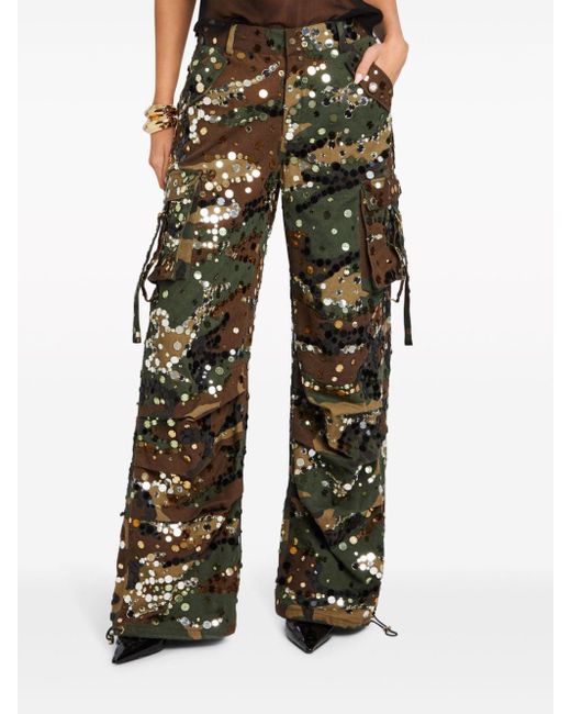 Pantaloni Alexia con stampa camouflage di retroféte in Green
