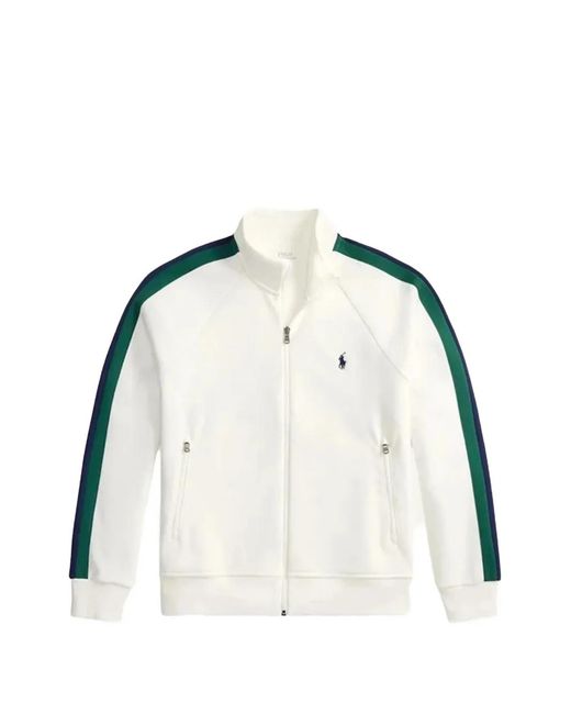 Polo Ralph Lauren White Logo-Embroidered Side-Stripe Jacket for men